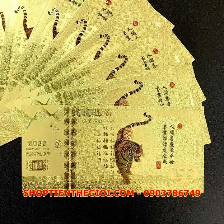 Tiền lì xì 100 hình Con Cọp in màu Plastic - SP005403